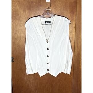 Hot Stuff white sleeveless button-down waistcoat or vest.